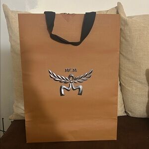 MCM Tan Shopping Bag with Black Handles